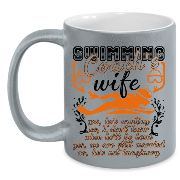 Cool Just Married Coffee Mug, Swimming Coach's Wife Accent Mug