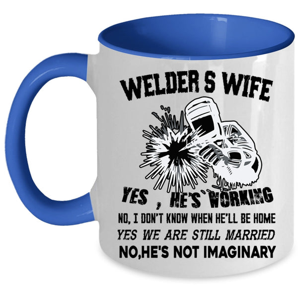 I Love My Welder Coffee Mug, Welder's Wife Accent Mug