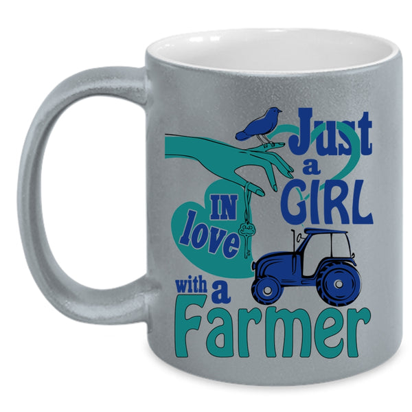 Cute Girls Coffee Mug, Just A Girl In Love With A Farmer Accent Mug