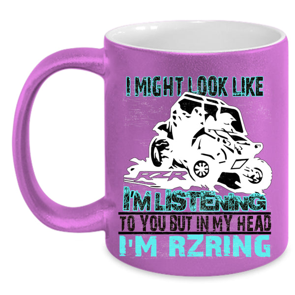 Cool Dirty Track Racing Coffee Mug, In My Head I'm Rzring Accent Mug
