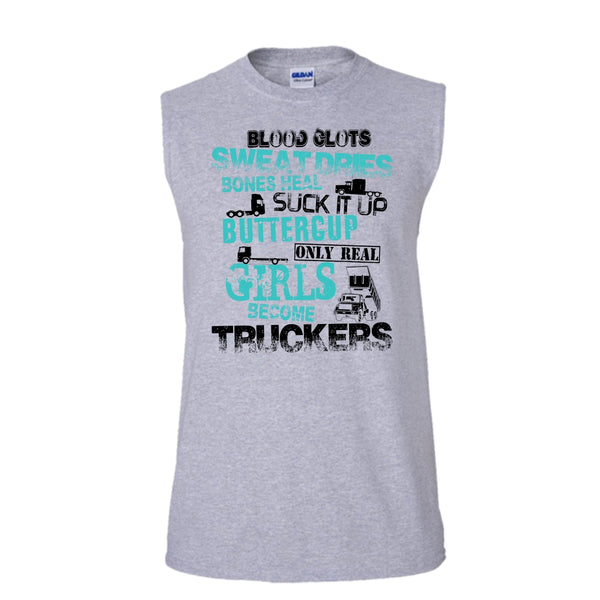 Only Rel Girls Become Truckers T Shirt, Truck Driver T Shirt, Awesome t-shirts (Men's Cotton Sleeveless)