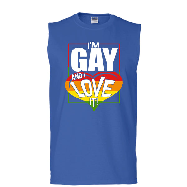 I'm Gay And I Love It T Shirt, Coolest Gay Tank Top (Men's Cotton Sleeveless)