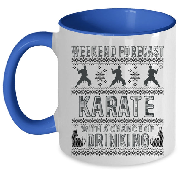 Chance Of Drinking Coffee Mug, Weekend Forecast Karate Accent Mug