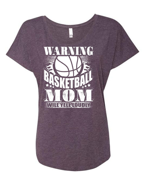 Warning Basketball Mom T Shirt, Being A Mom T Shirt, Cool Shirt (Ladies' Triblend Dolman Sleeve)