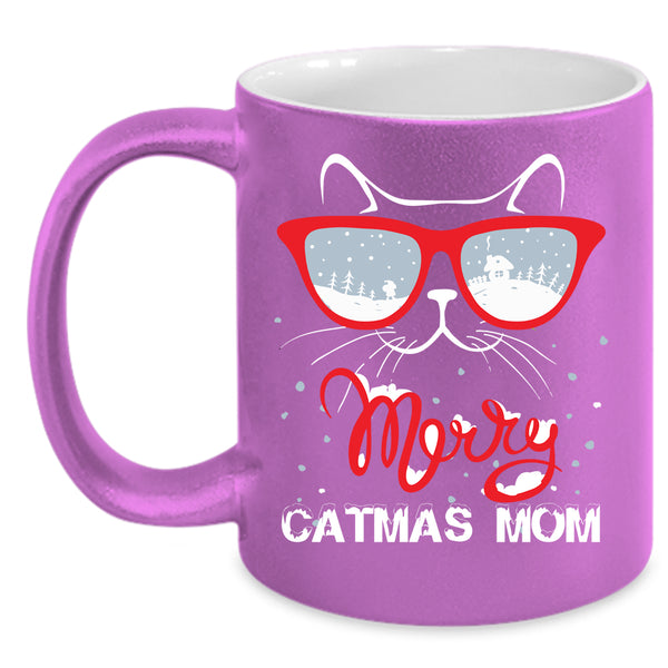 Merry Catmas Mom Coffee Mug, Noel Christmas Coffee Cup