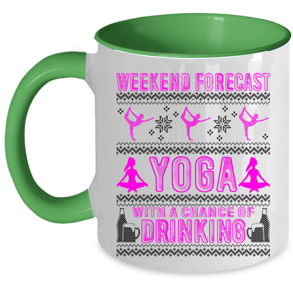 Cute Christmas Coffee Mug, Weekend Forecast Yoga Accent Mug
