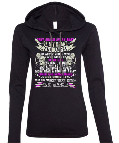 Grandparents And Angels T Shirt, Beat Of My Heart T Shirt (Anvil Ladies Ringspun Hooded)