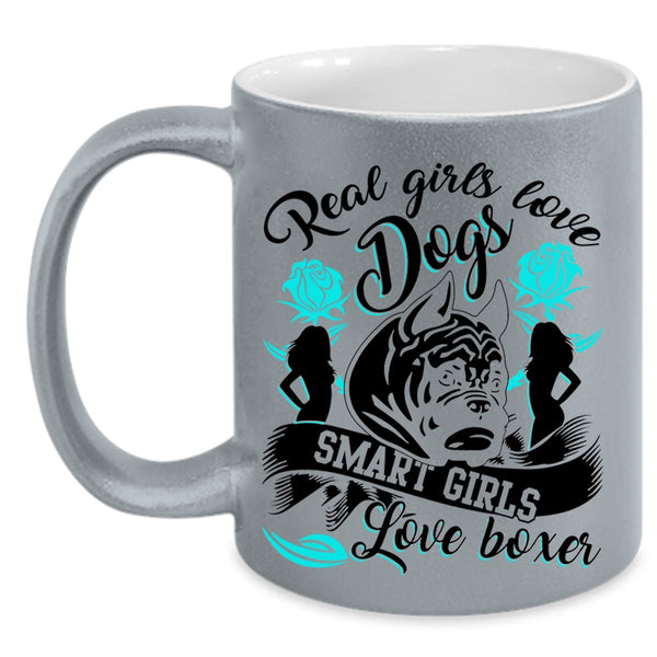 Smart Girls Love Boxer Coffee Mug, Real Girls Love Dogs Accent Mug