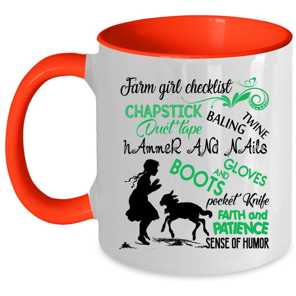 Beautiful Girls Coffee Mug, Farm Girl Checklist Accent Mug
