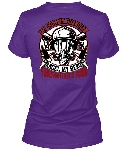 Firefighter's Mom T Shirt, My Son My Guardian Angel T Shirt