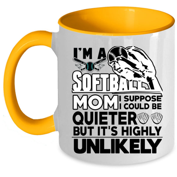 Cute Softball Mom Coffee Mug, I'm A Softball Mom Accent Mug