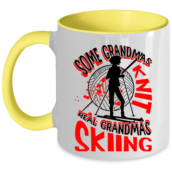 Real Grandmas Skiing Coffee Mug, Some Grandmas Knit Accent Mug