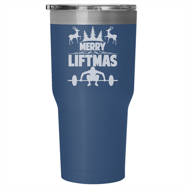 Merry Liftmas Tumbler 30 oz Stainless Steel, Merry Little Christmas Travel Mug