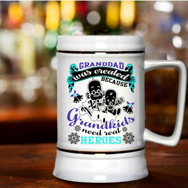 Christmas Gift For Grandpa Beer Stein 22oz, Granddad Was Created Beer Mug