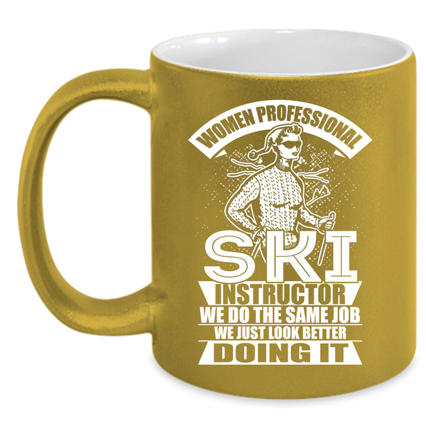 Woman Professional Ski Instructor Coffee Mug, Cool Lady Coffee Cup