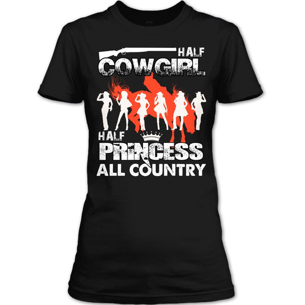 Half Cowgirl T Shirt, Half Princess T Shirt