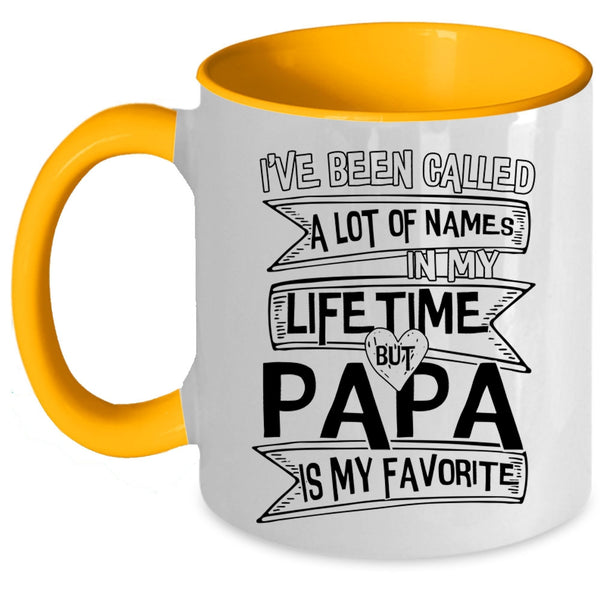 Cute Papa Coffee Mug, Papa Is My Favorite Name Accent Mug