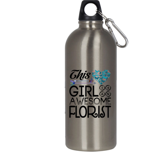 This Girl Is An Awesome Florist 20 oz Stainless Steel Bottle,Beautiful Girls Outdoor Sports Water Bottle