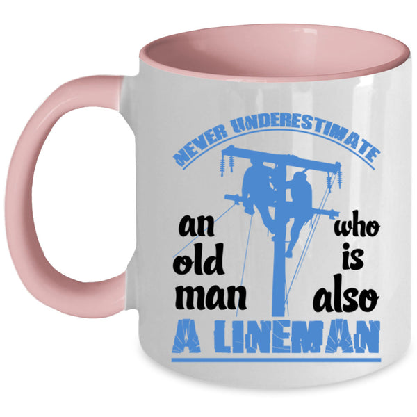 Awesome Grandpas Coffee Mug, Old Man Is A Lineman Accent Mug