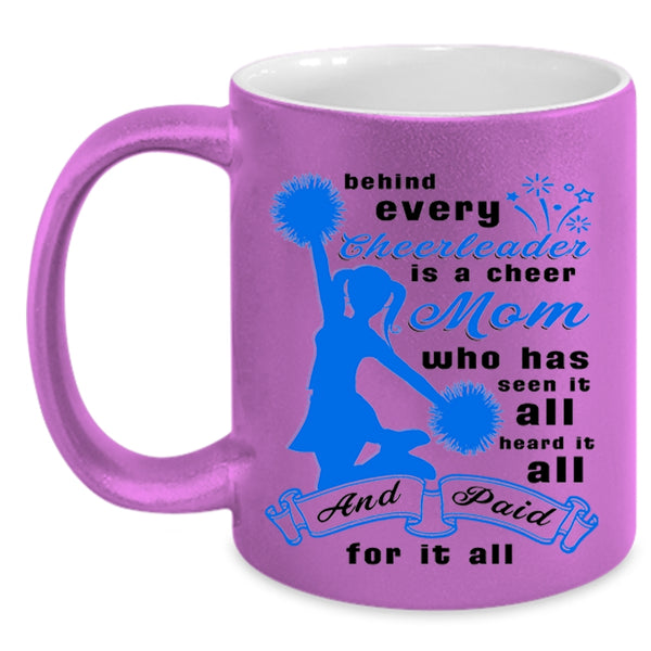 Cool Mom Coffee Mug, Behind Every Cheerleader Is A Cheer Mom Accent Mug