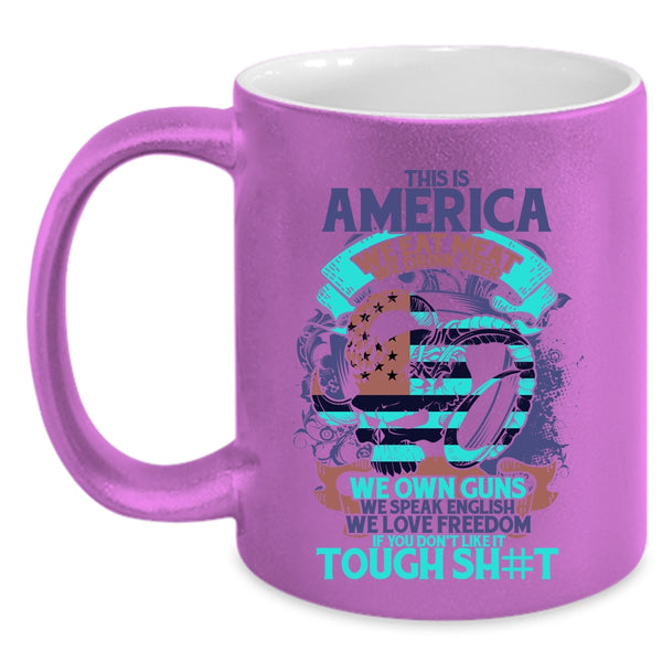 We Drink Beer We Own Guns Coffee Mug, This Is American We Eat meat Accent Mug
