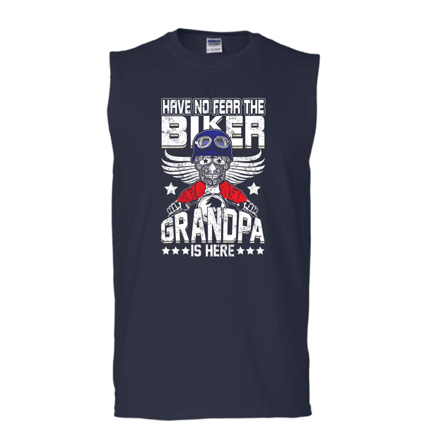 Have No Fear The Biker T Shirt, Coolest Biker Grandpa Tank Top (Men's Cotton Sleeveless)