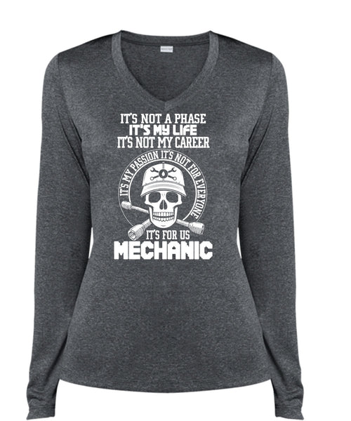 It's For Us Mechanic T Shirt, It's Not My Career T Shirt, Cool Shirt (Ladies LS Heather V-Neck)