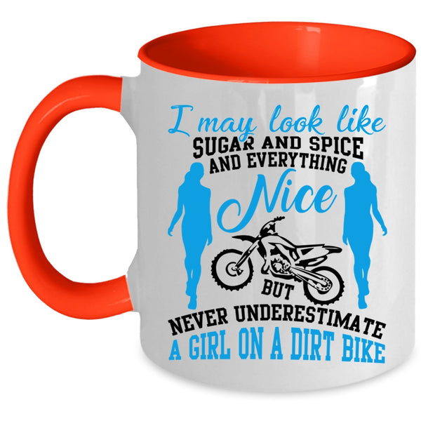 Cool Gift For My Daughter Coffee Mug, A Girl On A Dirt Bike Accent Mug