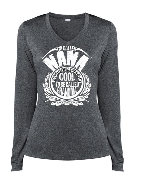 I'm Called Nana T Shirt, To Be Called Grandma T Shirt, Cool Shirt (Ladies LS Heather V-Neck)