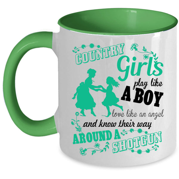 Cool Girls Coffee Mug, Country Girls Play Like A Boy Accent Mug