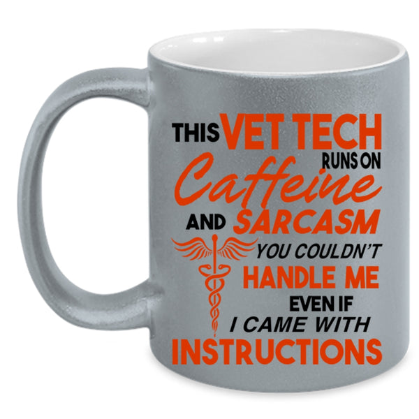 Cool Coffee Mug, This Vet Tech Runs On Caffeine Accent Mug