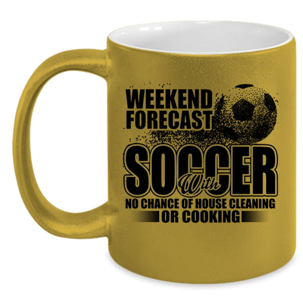 Funny Soccer Coffee Mug, Weekend Forecast Soccer Accent Mug