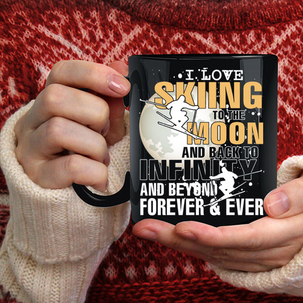 I Love Skiing To The Moon And Back Coffee Mug, Funny Sport Coffee Cup