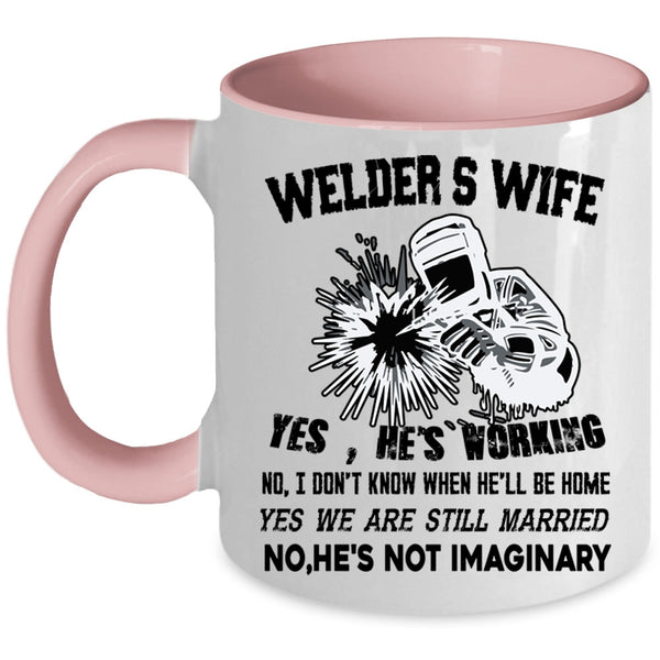 I Love My Welder Coffee Mug, Welder's Wife Accent Mug