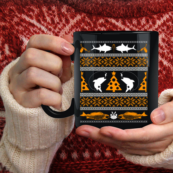 Funny Fishing Coffee Mug, Christmas Tree  Coffee Cup