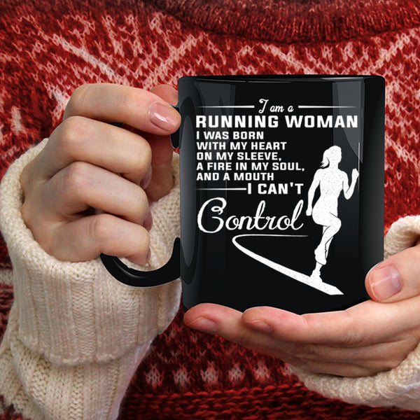I Am A Running Woman Coffee Mug, I Was Born With My Heart On My Sleeve Coffee Cup