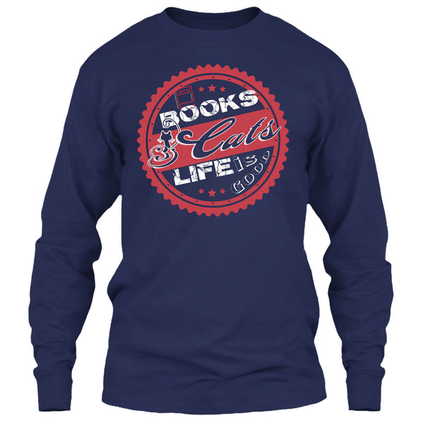 Books & Cat Life Is Good T Shirt, I Love Reading Book T Shirt