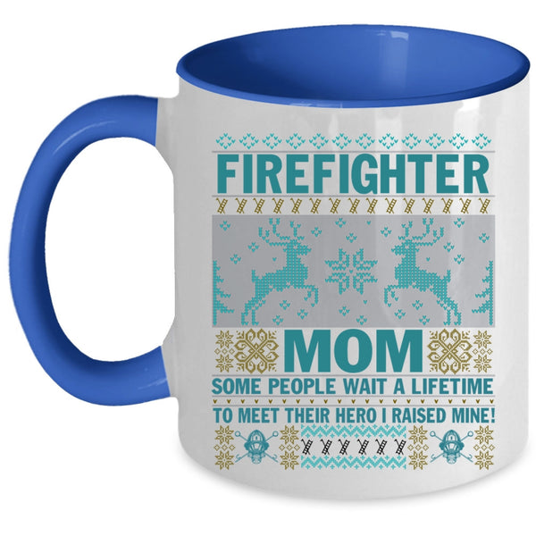 I Raise My Firefighter Mom Coffee Mug, Firefighter Mom Accent Mug