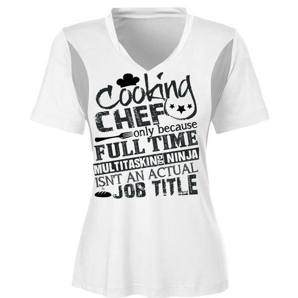 Cooking Chef T Shirt, Full Time Multitasking T Shirt, Cool Shirt (Ladies LS Heather V-Neck)