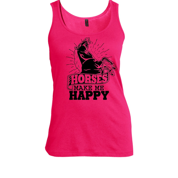 Horses Make Me Happy T Shirt, Coolest Equestrian Tank Top