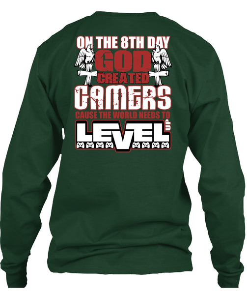 God Created Gamers T Shirt, The World Needs To Level Up T Shirt