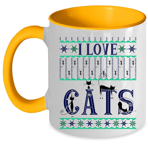 Christmas Gift For Cat Lover Coffee Mug, I Love Cats Accent Mug