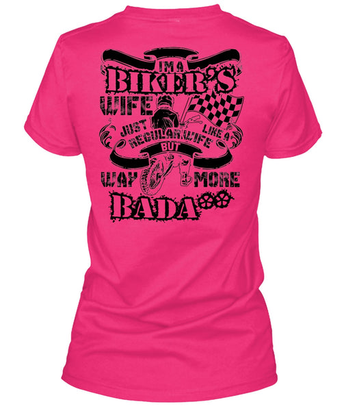 I'm A Biker's Wife T Shirt, Being A Wife T Shirt, Cool Shirt (Ladies LS Heather V-Neck)