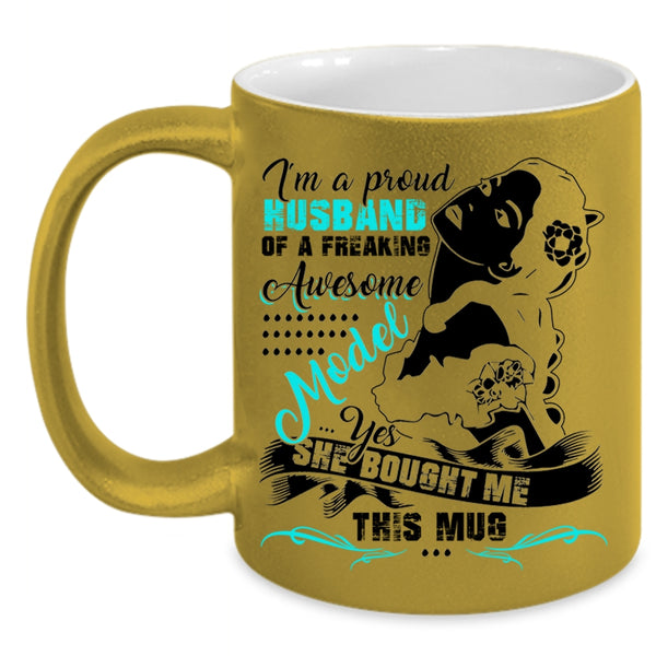 Cool Model's Husband Coffee Mug, I'm A Proud Husband Of A Model Accent Mug