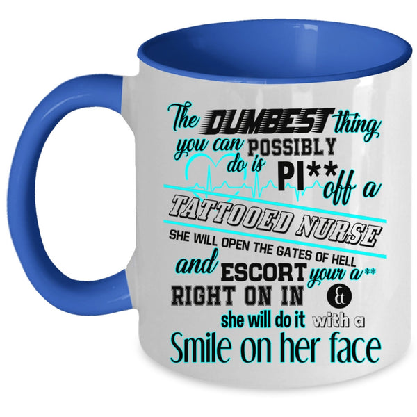 Funny Gift For Nurse Coffee Mug, Tattooed Nurse Accent Mug