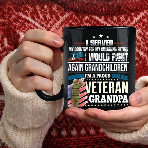 I'm A Proud Veteran Grandpa Coffee Mug, Cool Grandpa Coffee Cup