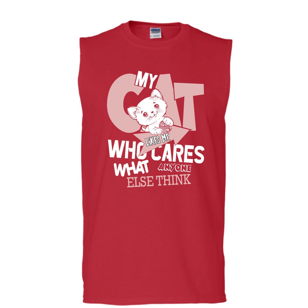My Cat Like Me T Shirt, Who Cares What Anyone Else Think T Shirt, Cool T Shirt (Men's Cotton Sleeveless)