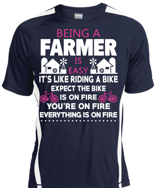 Being A Farmer Is Easy T Shirt, It's Like Riding A Bike T Shirt, Cool Shirt