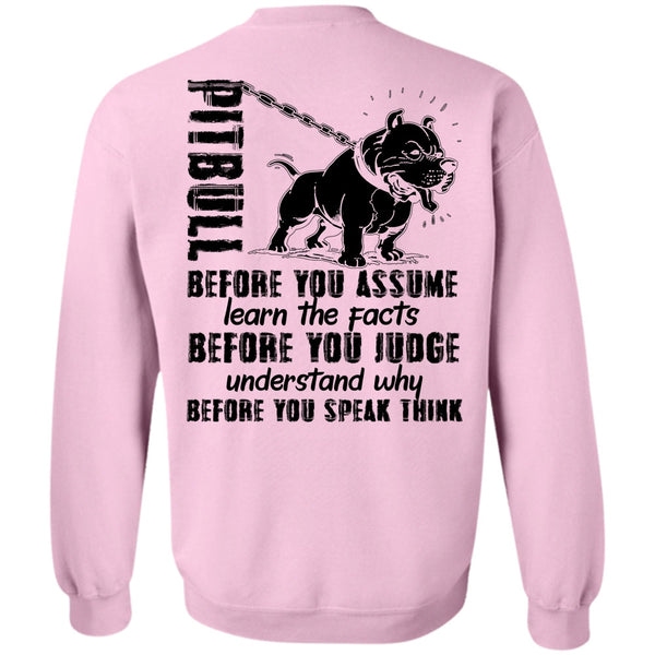 I Love Pit Bull T Shirt, Pit Bull Before You Assume Sweatshirt