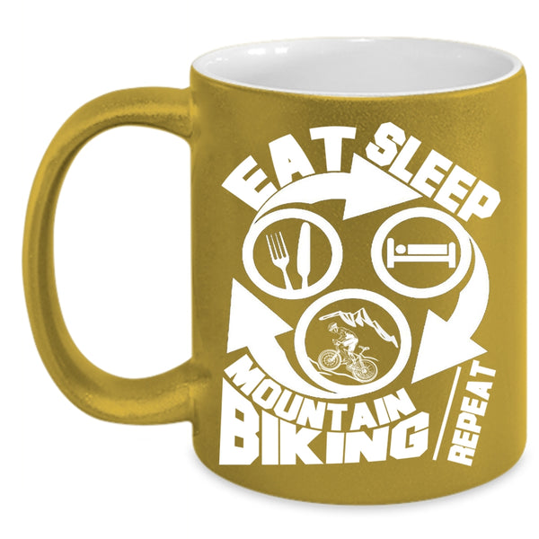Eat Sleep Mountain Biking Coffee Mug, I Love Mountain Biking Coffee Cup